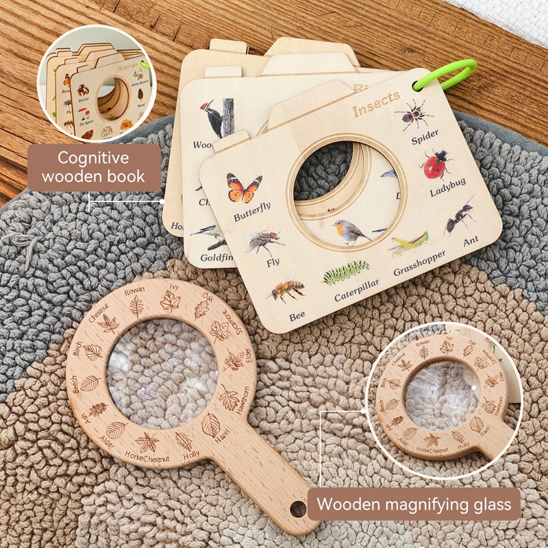 Outdoor Adventure Activities - Wooden Montessori Toy Magnifying Glass Outdoor